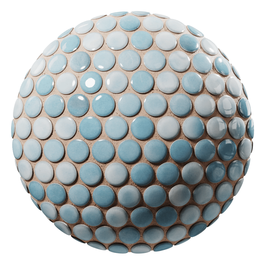 Blend Pattern Penny Round Tile Texture, Blue