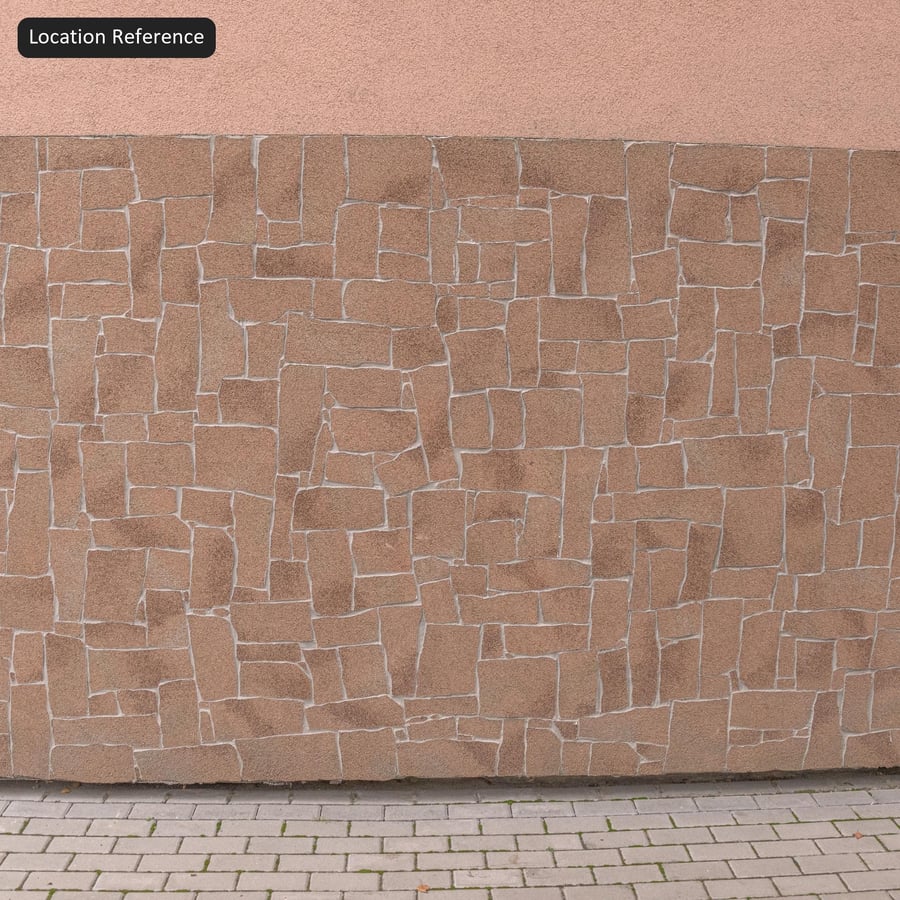 Faux Aggregate Rubble Stone Wall Texture. Red