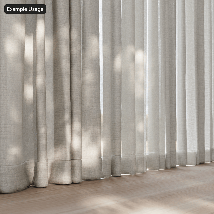 Prostý přírodní průsvitný draperie textilie Textura, bílá