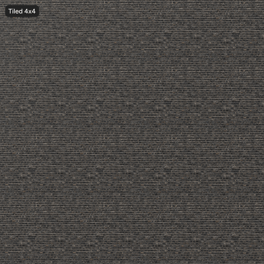 Old Running Bond Brick Wall Texture, Black