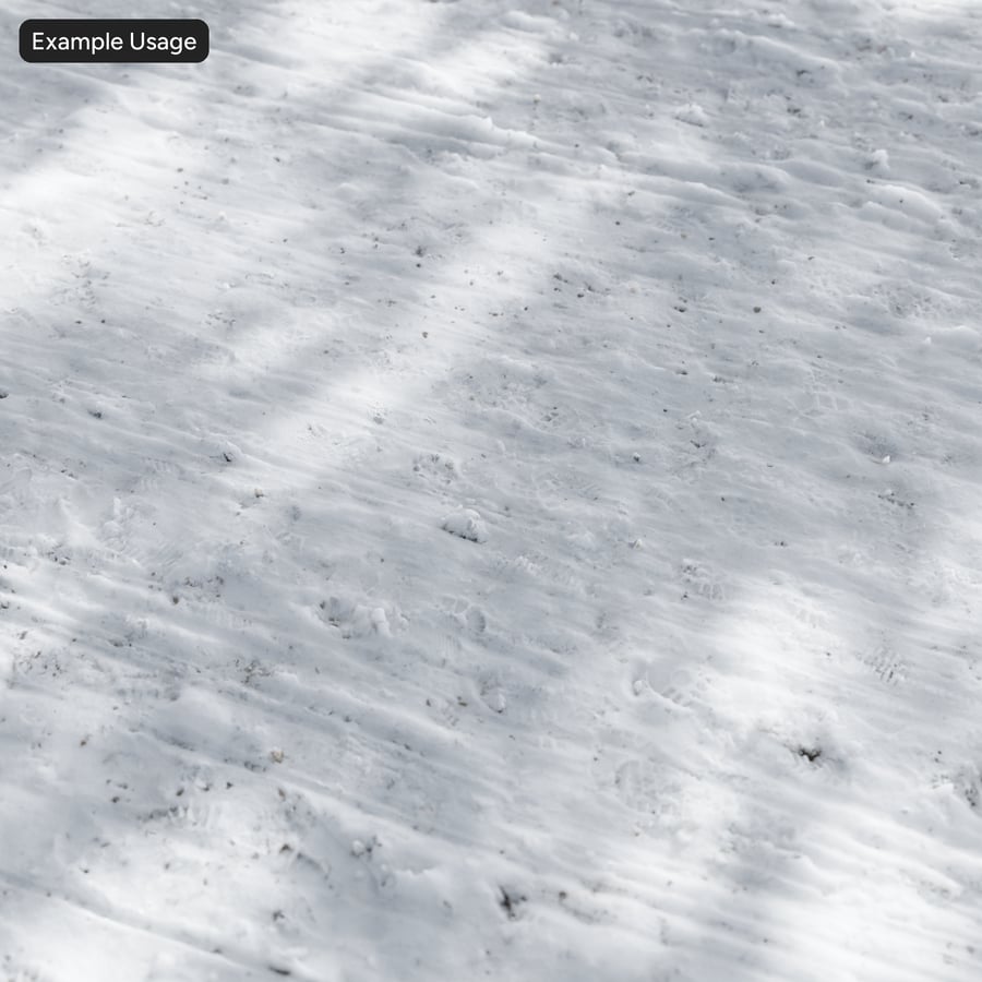 Tire Marks and Footprints on Snowy Road Texture