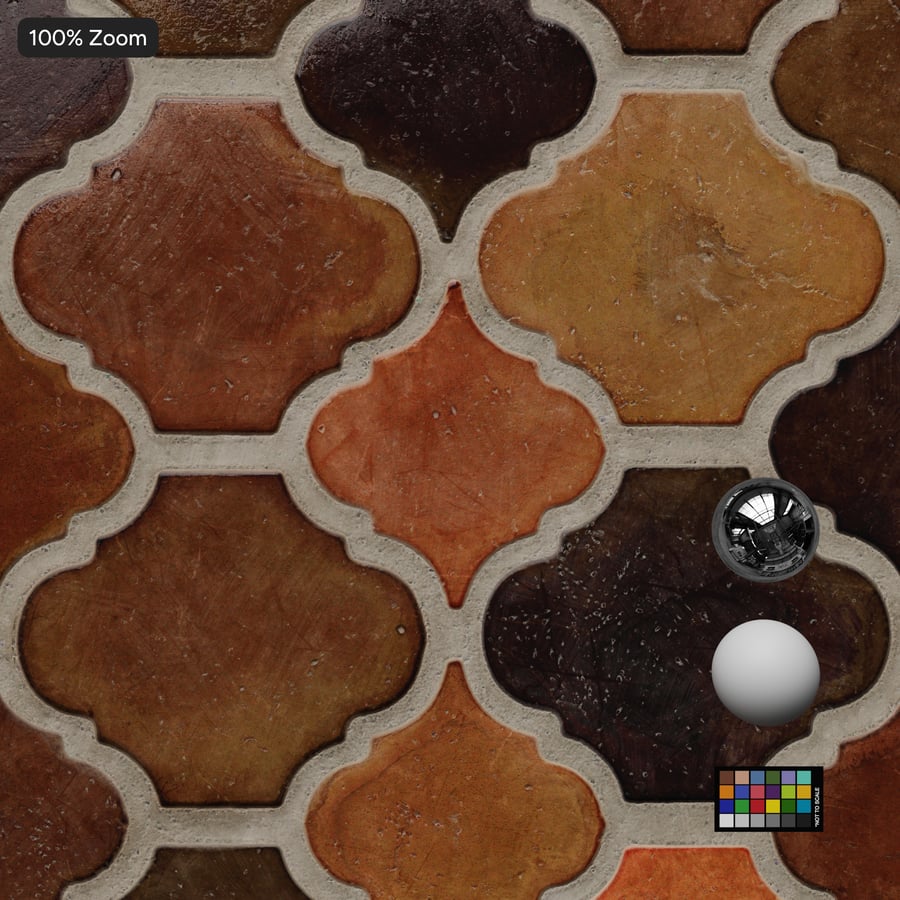 Arabesque Ceramic Raw Tile Texture, Red Orange