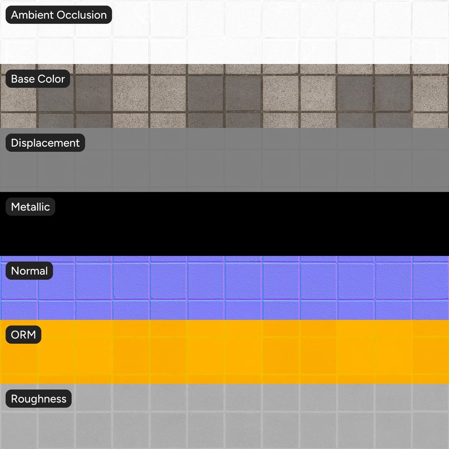 Granietbestrating, meerkleurig