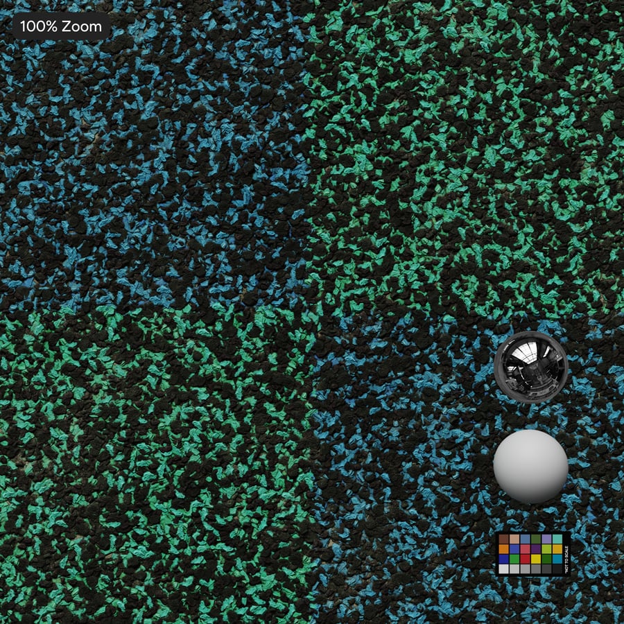 Manmade Grainy Rubber Mulch Texture, Green and Blue