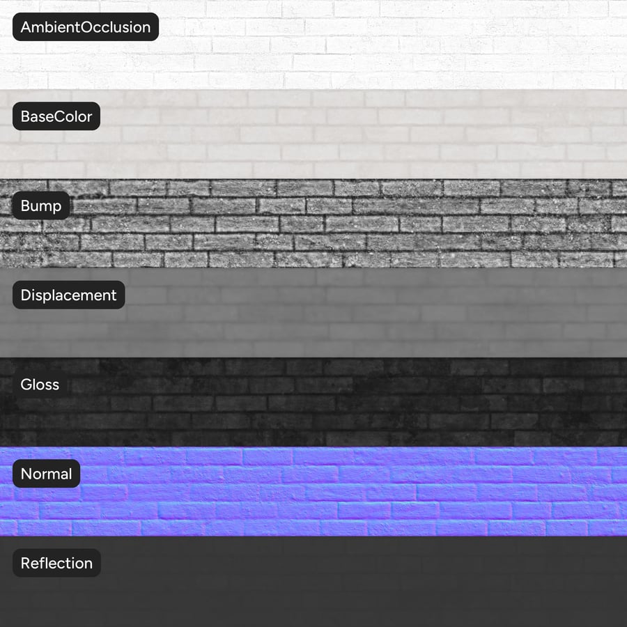 Running Bond Painted Bond Brick Wall Texture, White