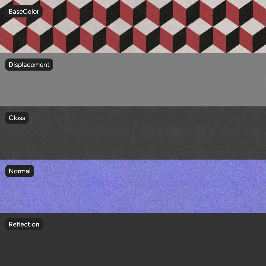 Tapete de lã com textura geométrica em cubos, vermelho