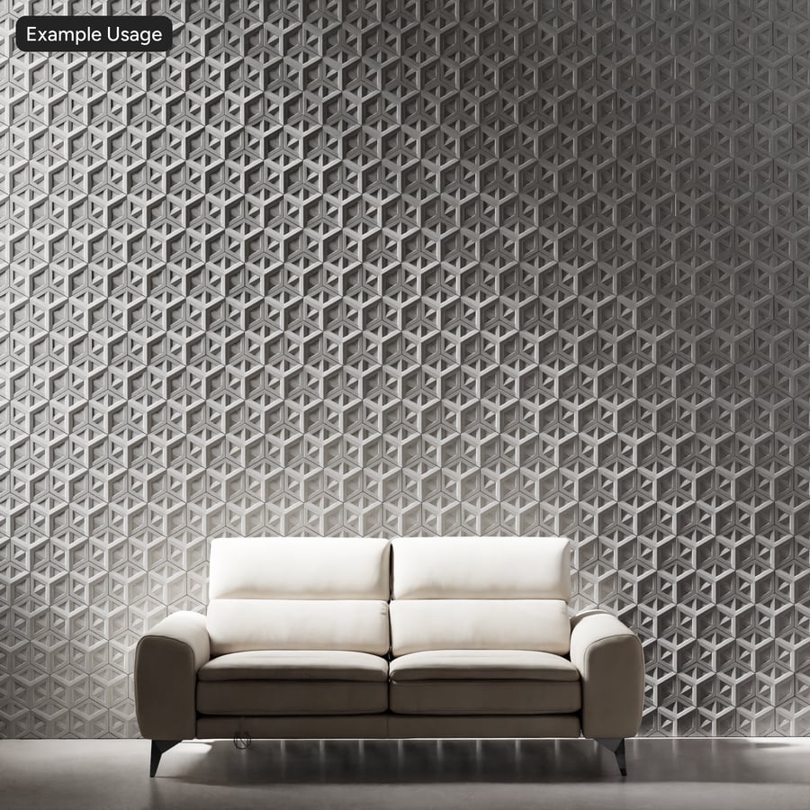 Tekstur Panel Dinding Beton Kubus Isometrik, Abu-abu