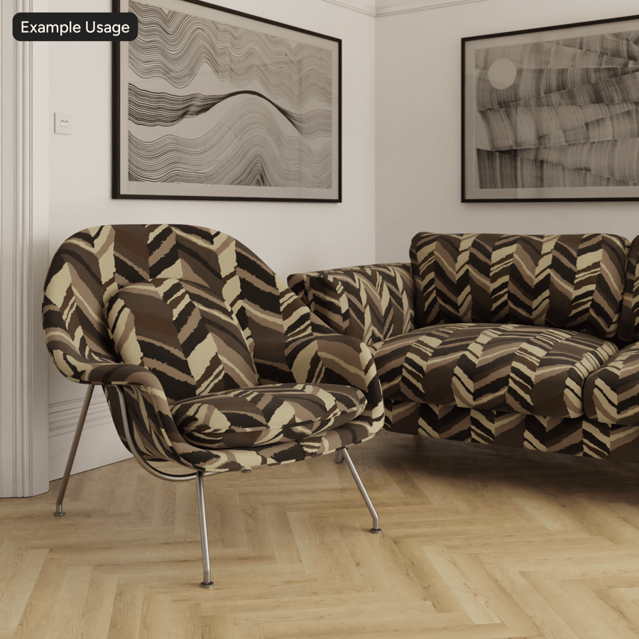 Chevron Ikat Upholstery Fabric Texture, Brown Multicolour