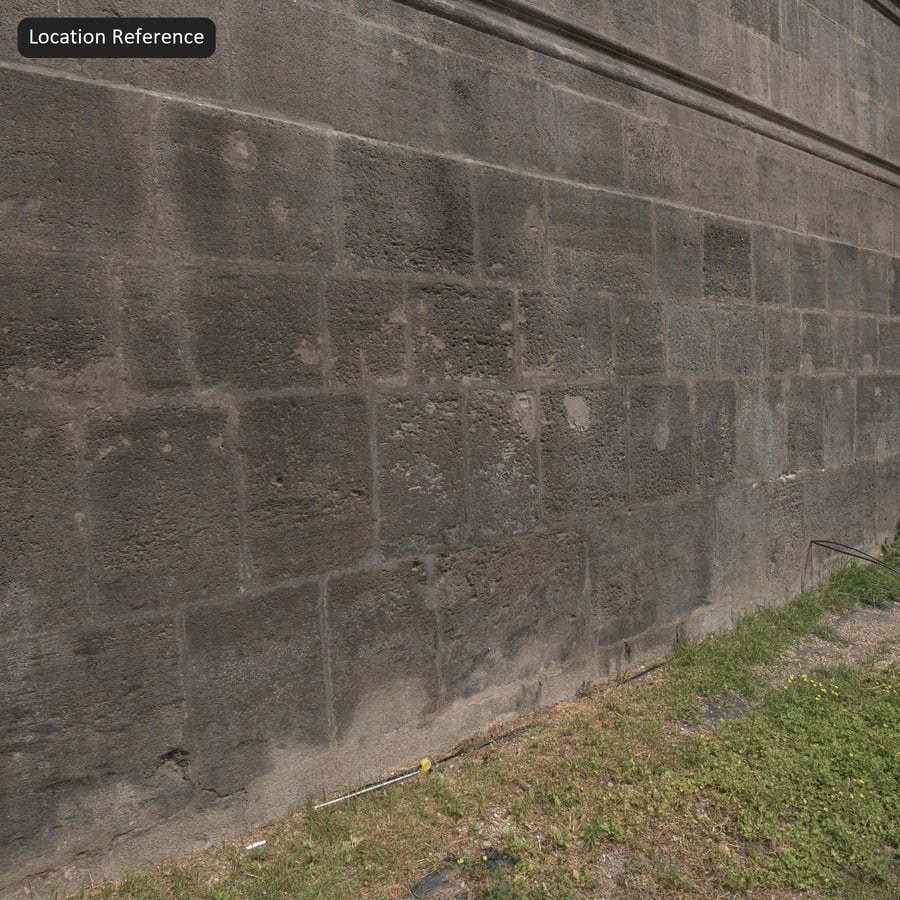 Weathered Ashlar Block Stone Wall Texture, Charcoal Grey