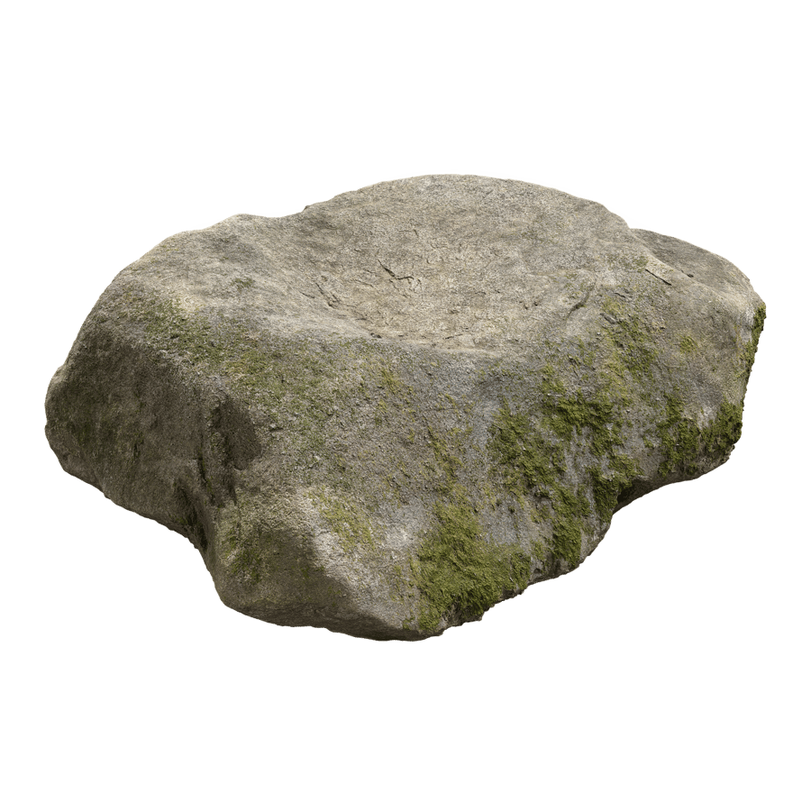 Cool Toned Dipped Mossy Smooth Large Rock Boulder Model