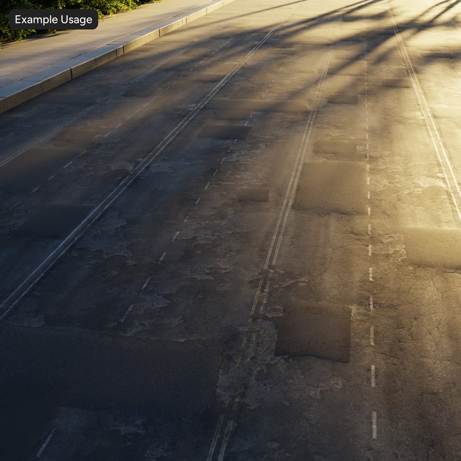 Textura de asfalto danificado em estrada de quatro faixas, cinza