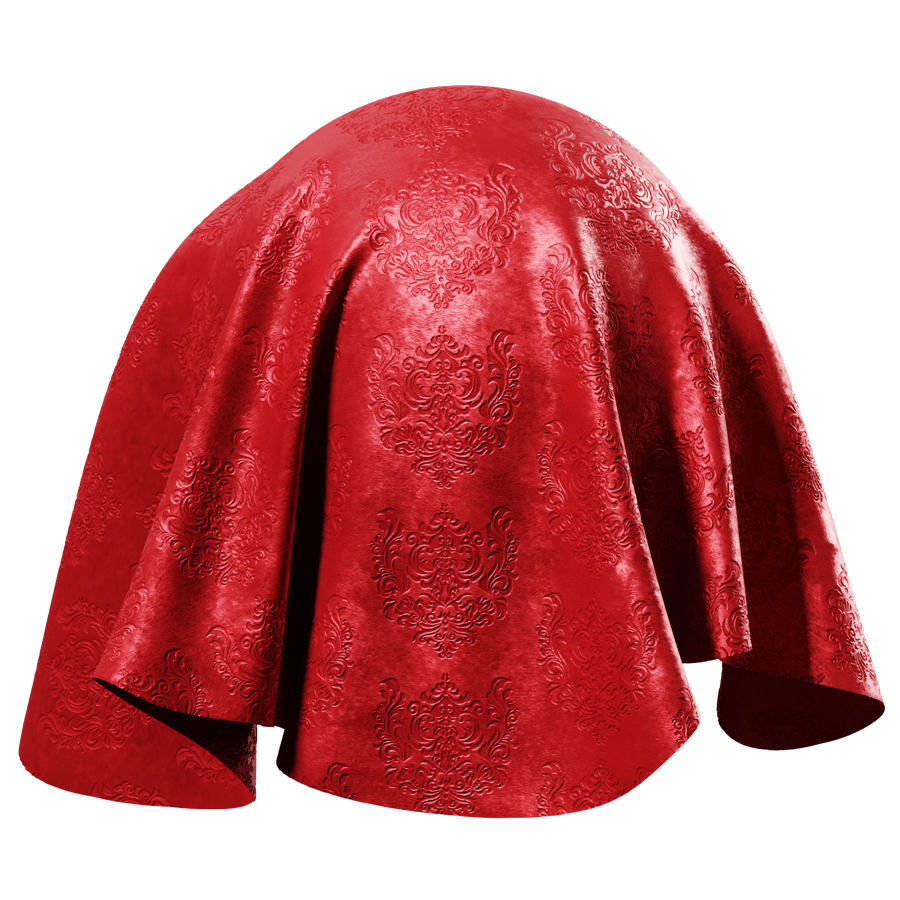 Embossed Damask Velvet Texture, Red