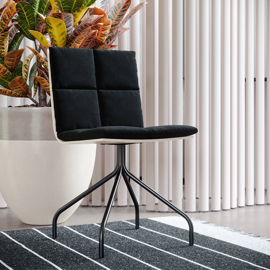 Réplica da cadeira Plyfold elegante, preta