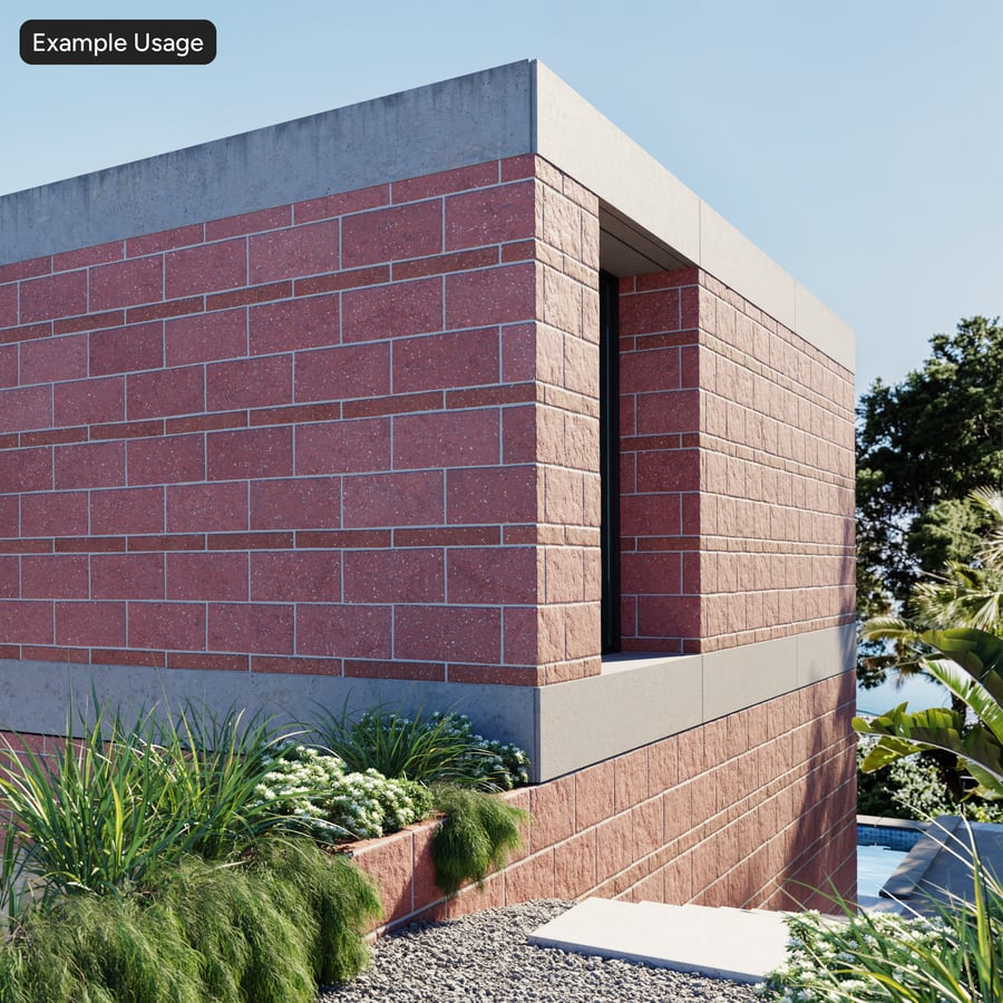 Running Split Face Concrete Block Wall Texture, Red