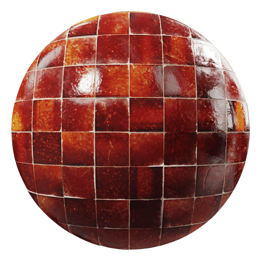 Glazed Mosaic Terracotta Tile Texture, Red