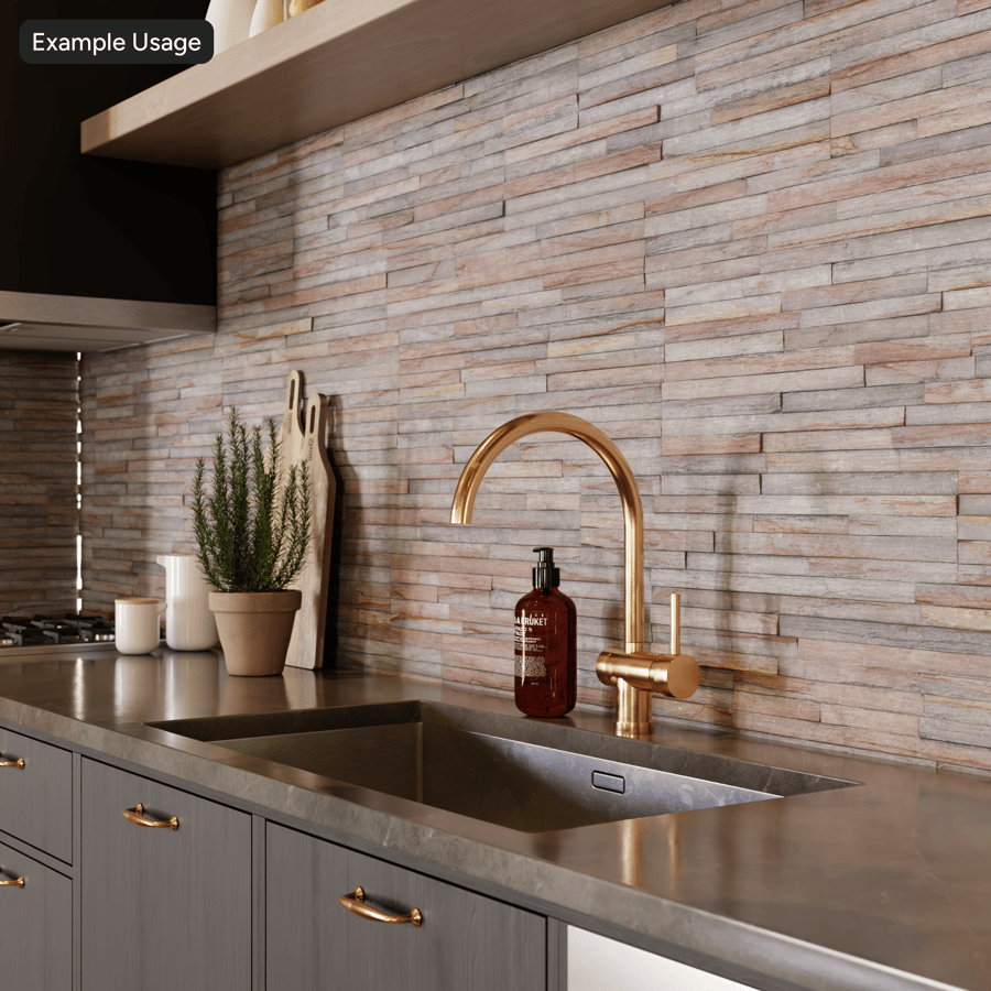 Jagged Amber Falls Ledger Stone Muurtextuur