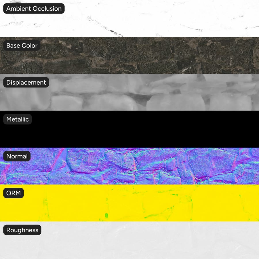 Texture tường đá bazan vụn phủ địa y
