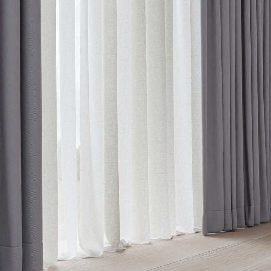Tecido para cortinas transparente natural liso, branco