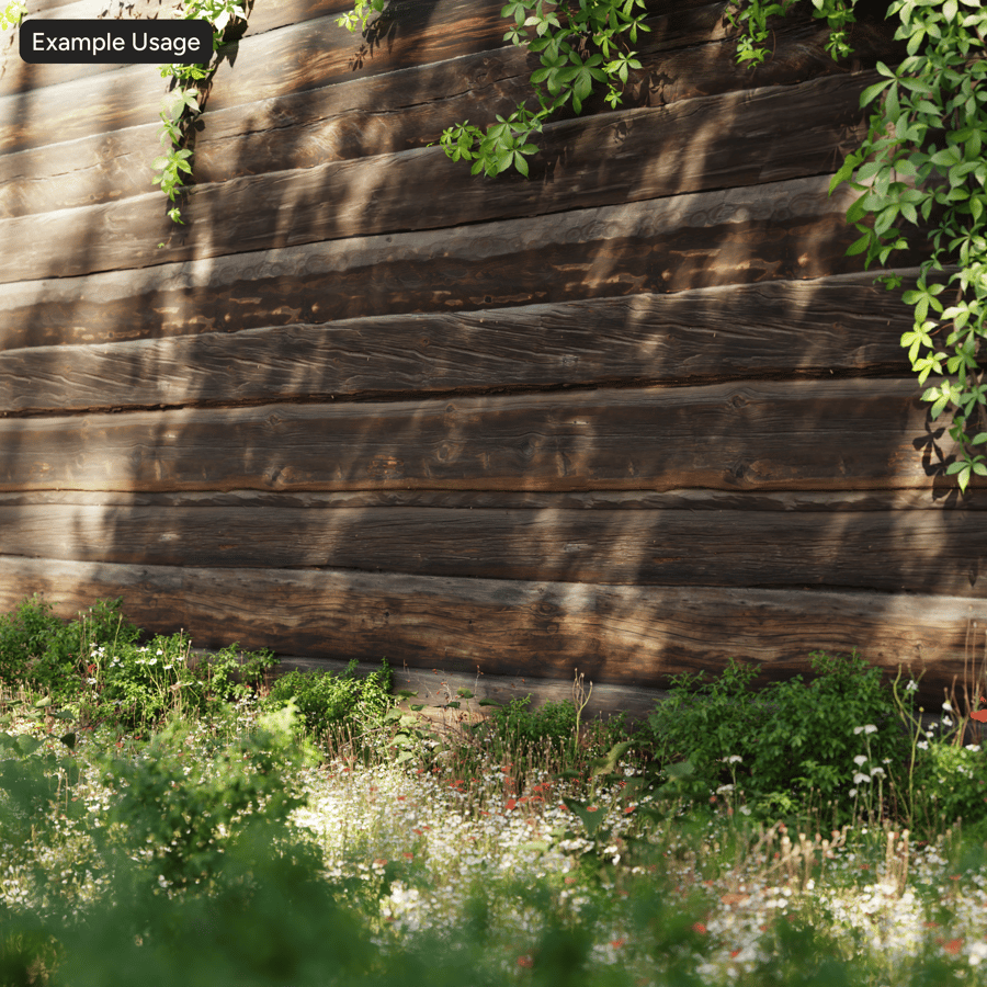 Old Wood Log Siding Wall Texture, Dark Brown