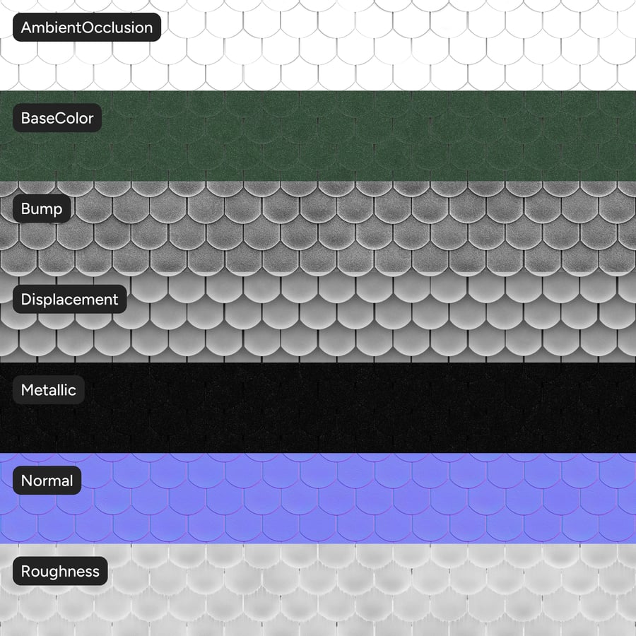 Textura Scalloped Roof Shingle, preto