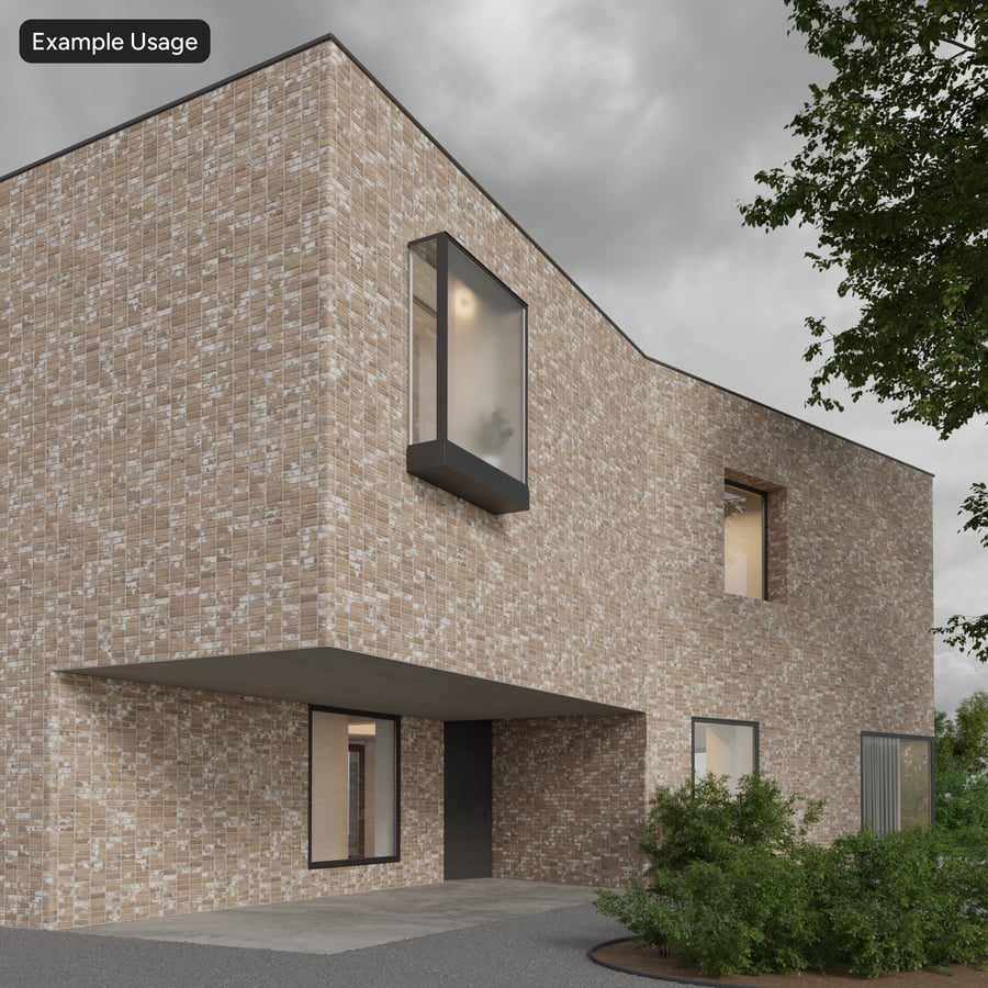 Kết cấu tường gạch xếp chồng tái chế, màu be