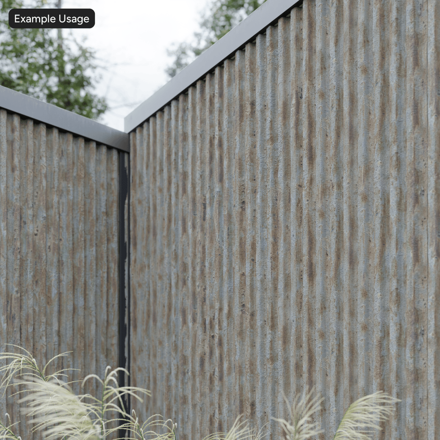 Texture murale en métal ondulé rouillé