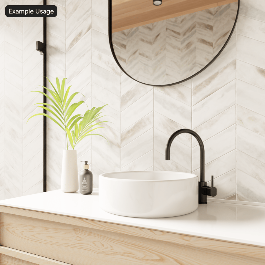 Текстура глянцевої плитки Chevron Marble, туманно-сіра