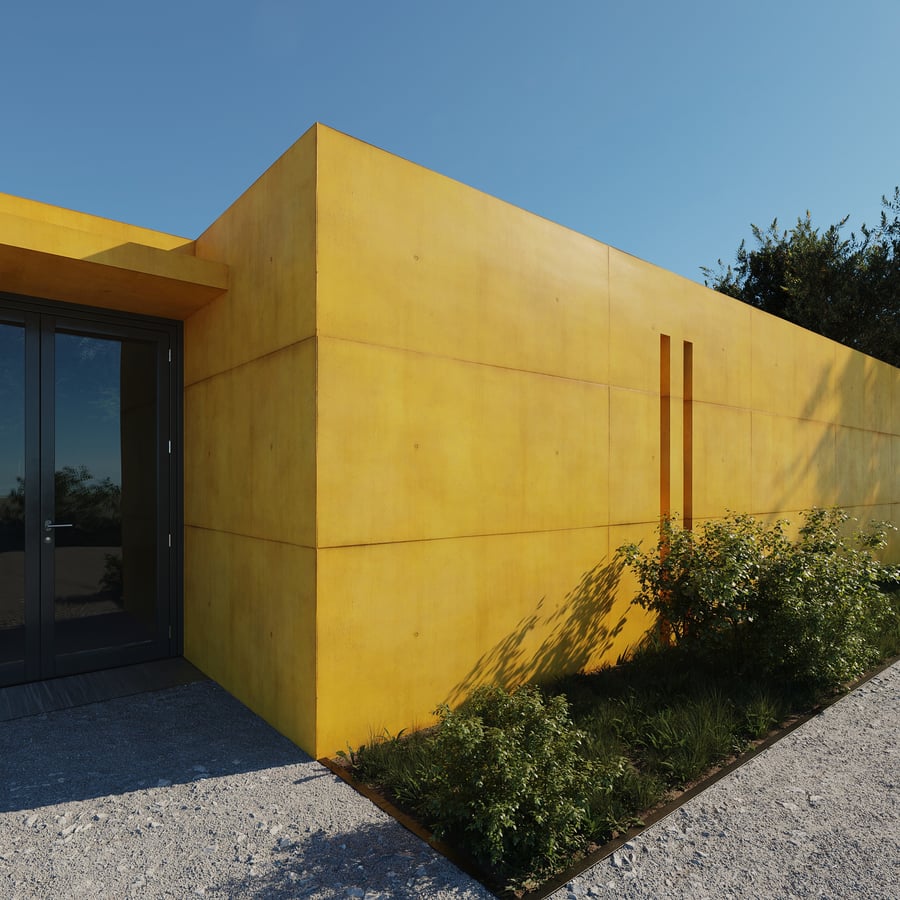 Pigmented Horizontal Concrete Panel Texture, Yellow