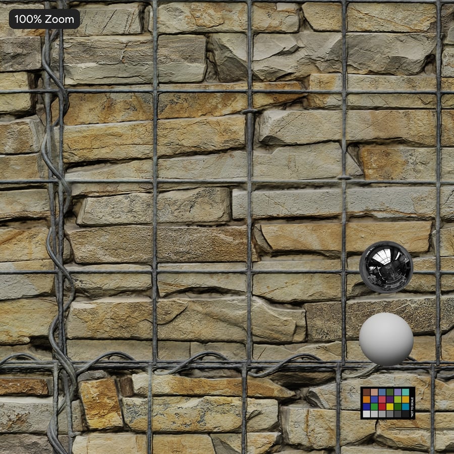 Stacked Sandstone Gabion Wall Texture