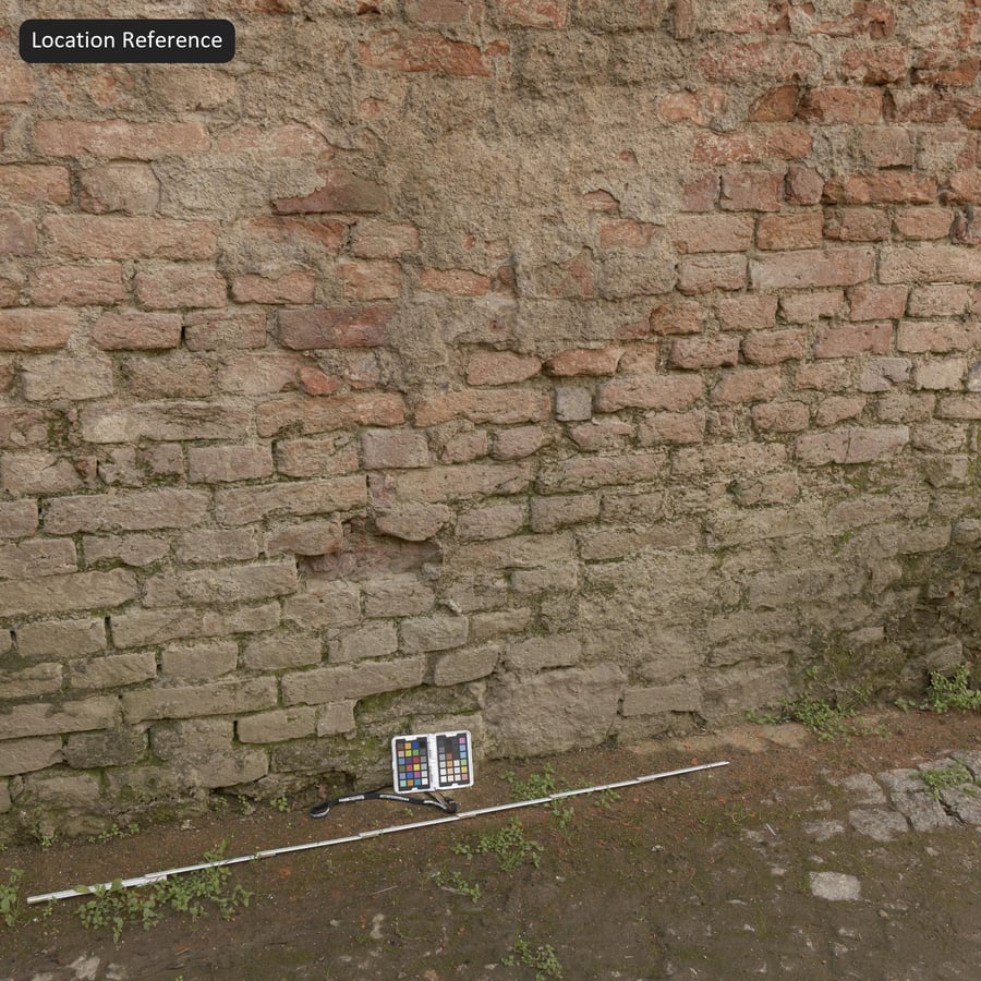 Old Plastered Stretcher Bond Brick Wall Texture, Red Beige