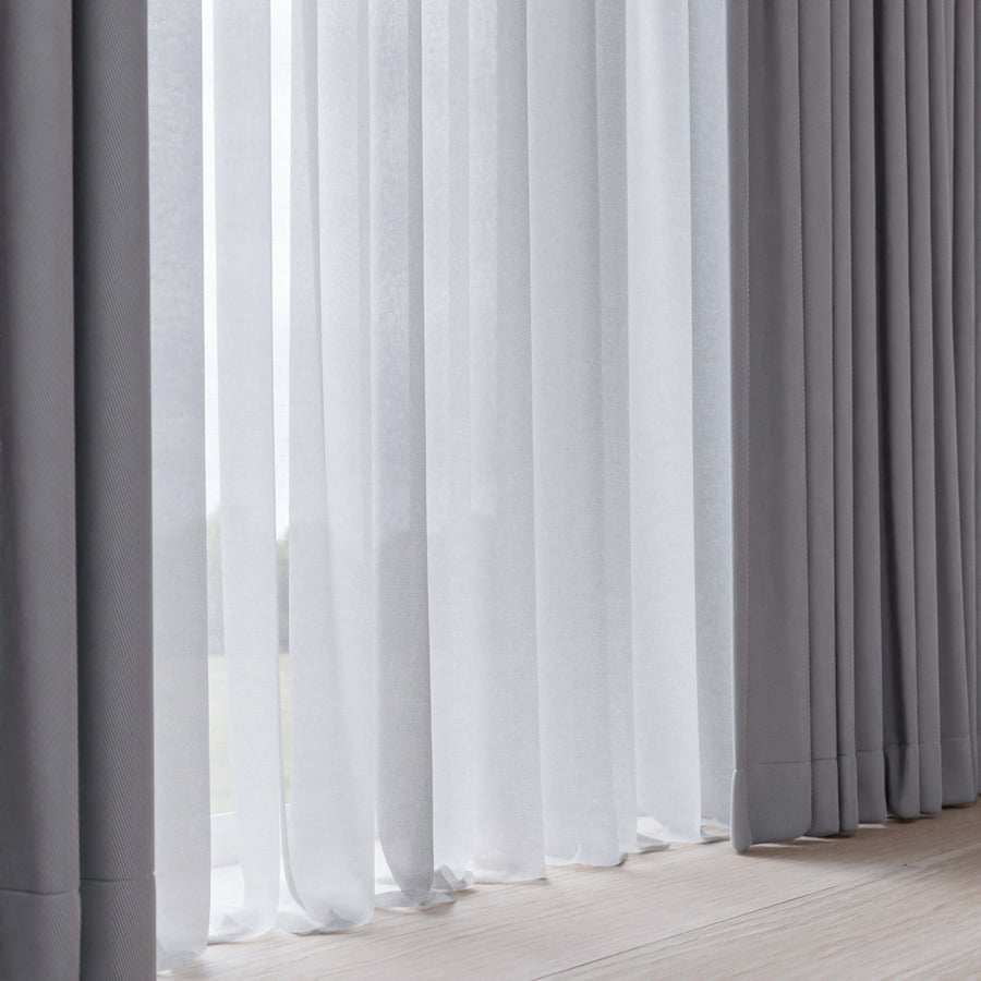 Plain Sheer Drapery Fabric, Grey