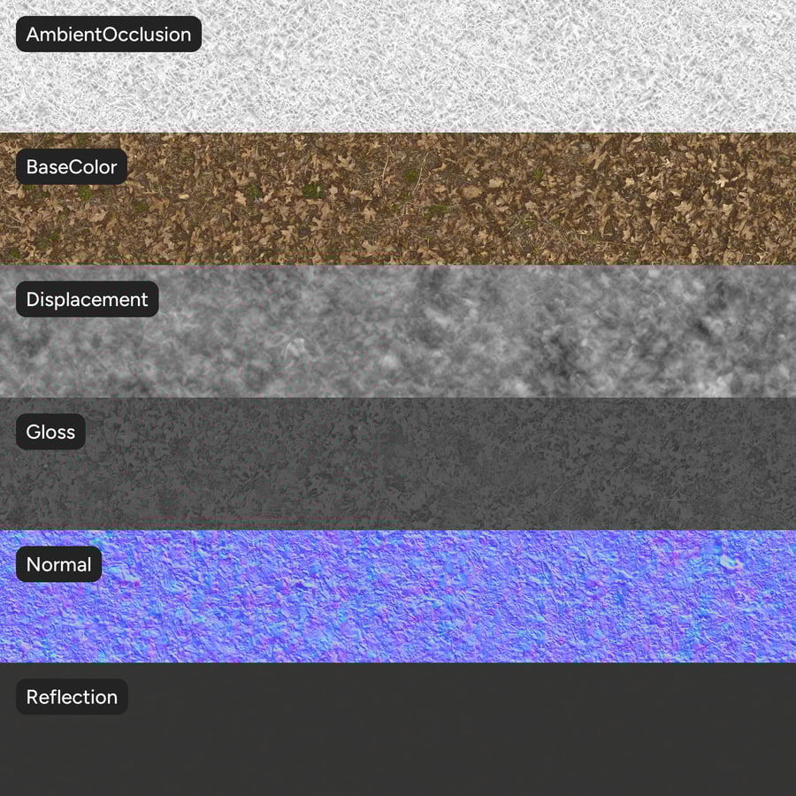 Textura de folhas mortas com manchas de grama