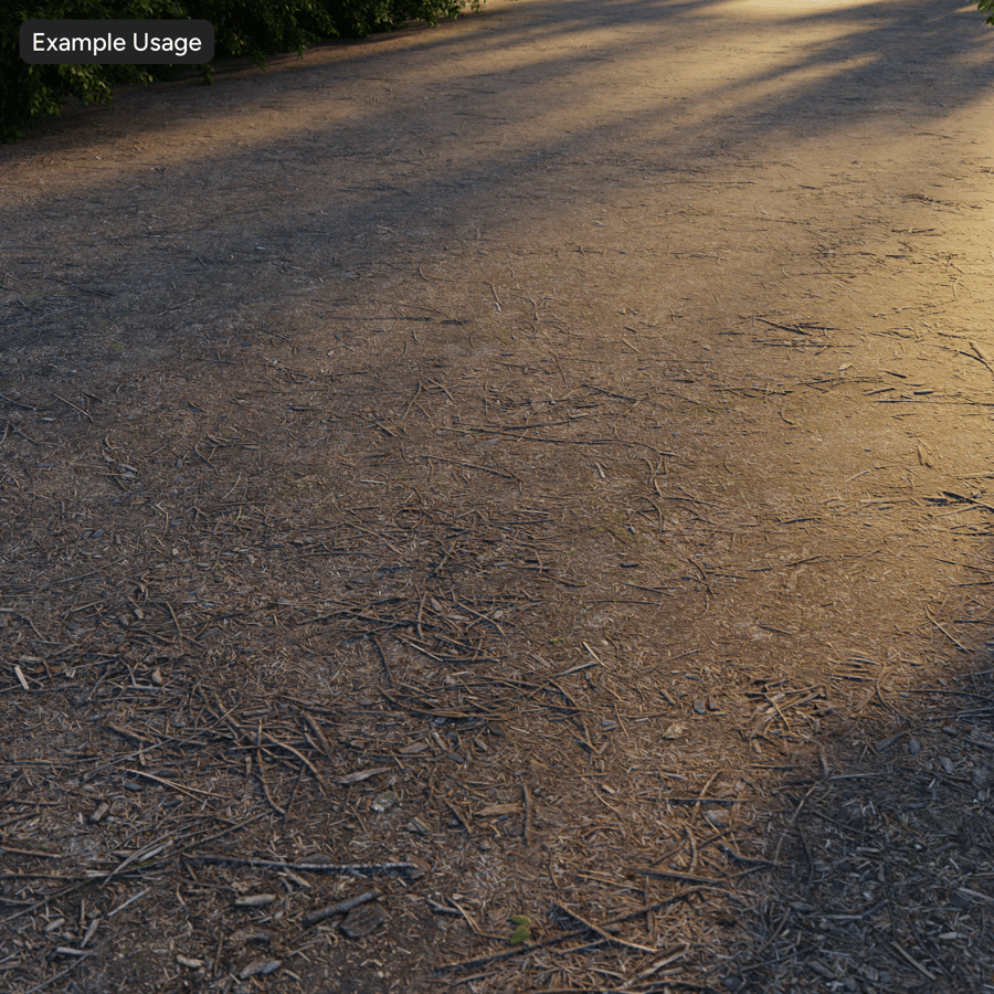 Vuil en dennenborstel op grondtextuur