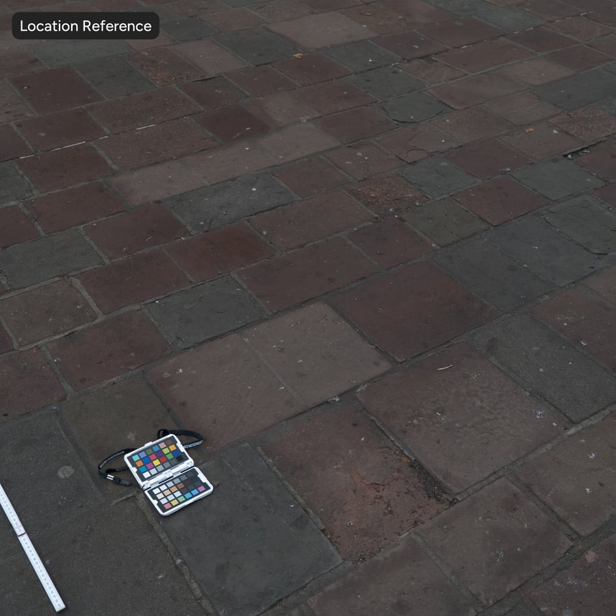 Worn Mixed Running Bond Stone Sidewalk Texture