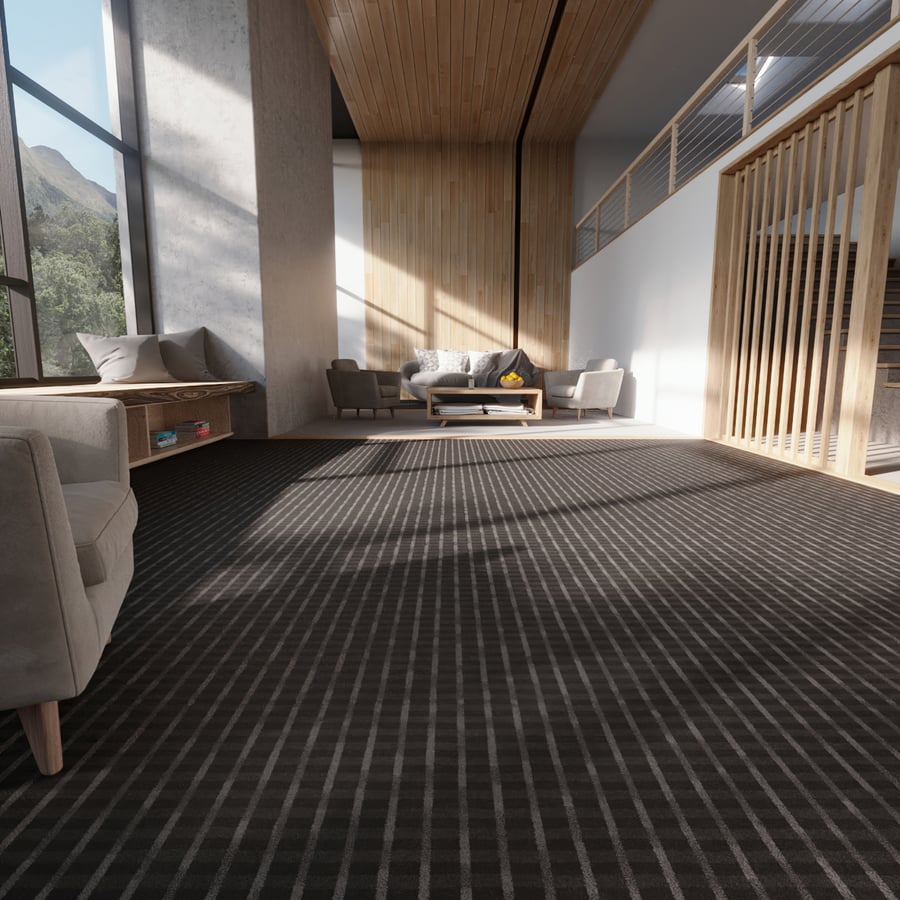Grid Designer Plush Pile Carpet Flooring Texture, Black