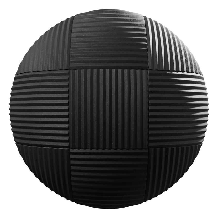 Fluted Foam Tiles Acoustic Panel Texture, Black