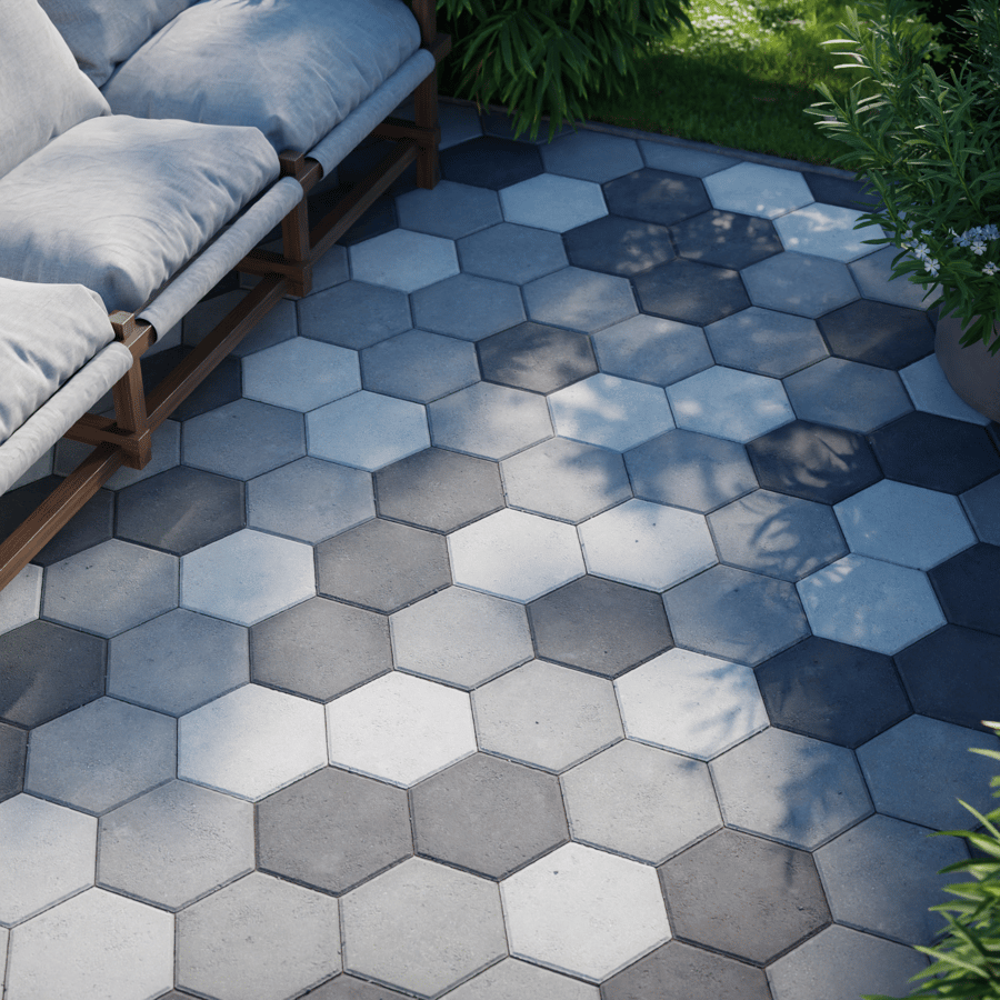 Random Pattern Hexagonal Concrete Paving Texture, Grey