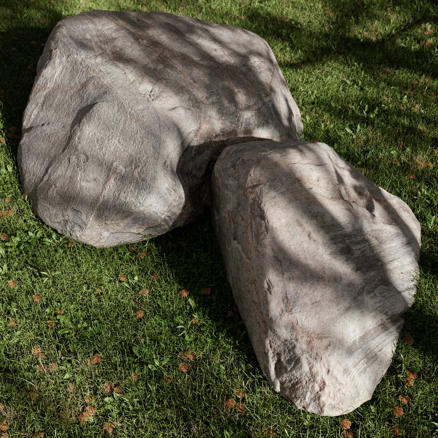 Double Streaked Smooth Large Rock Boulder Model