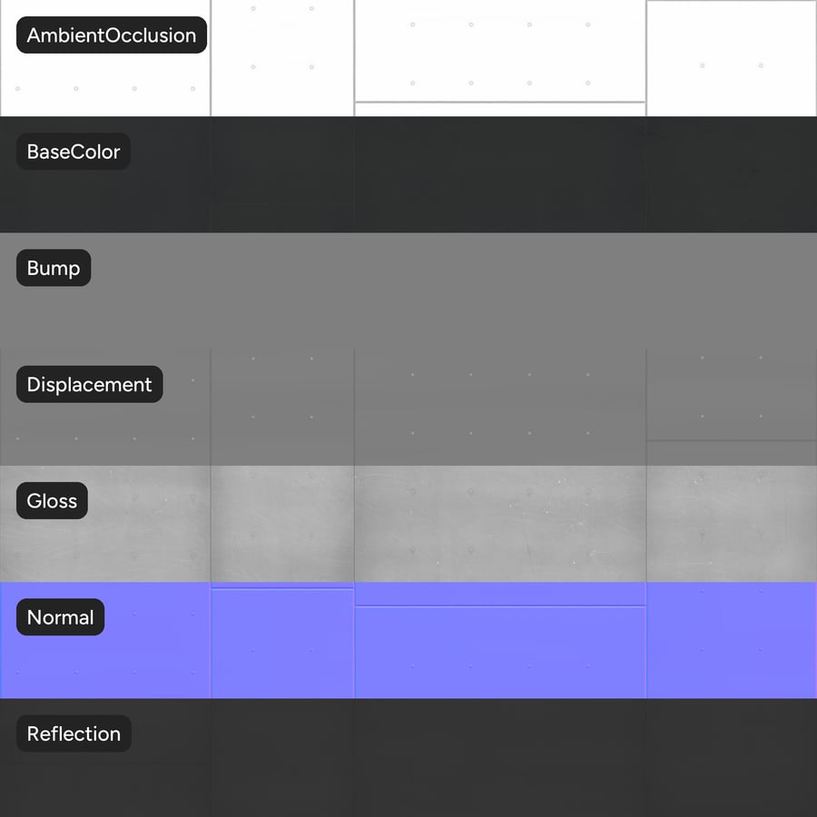 Painel de revestimento metálico com textura de rebites, preto