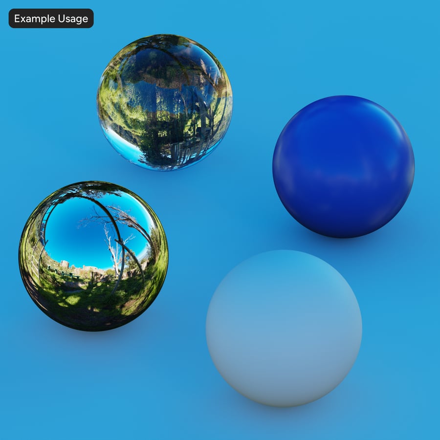 HDRI de ruína em encosta de parque montanhoso, tarde limpa