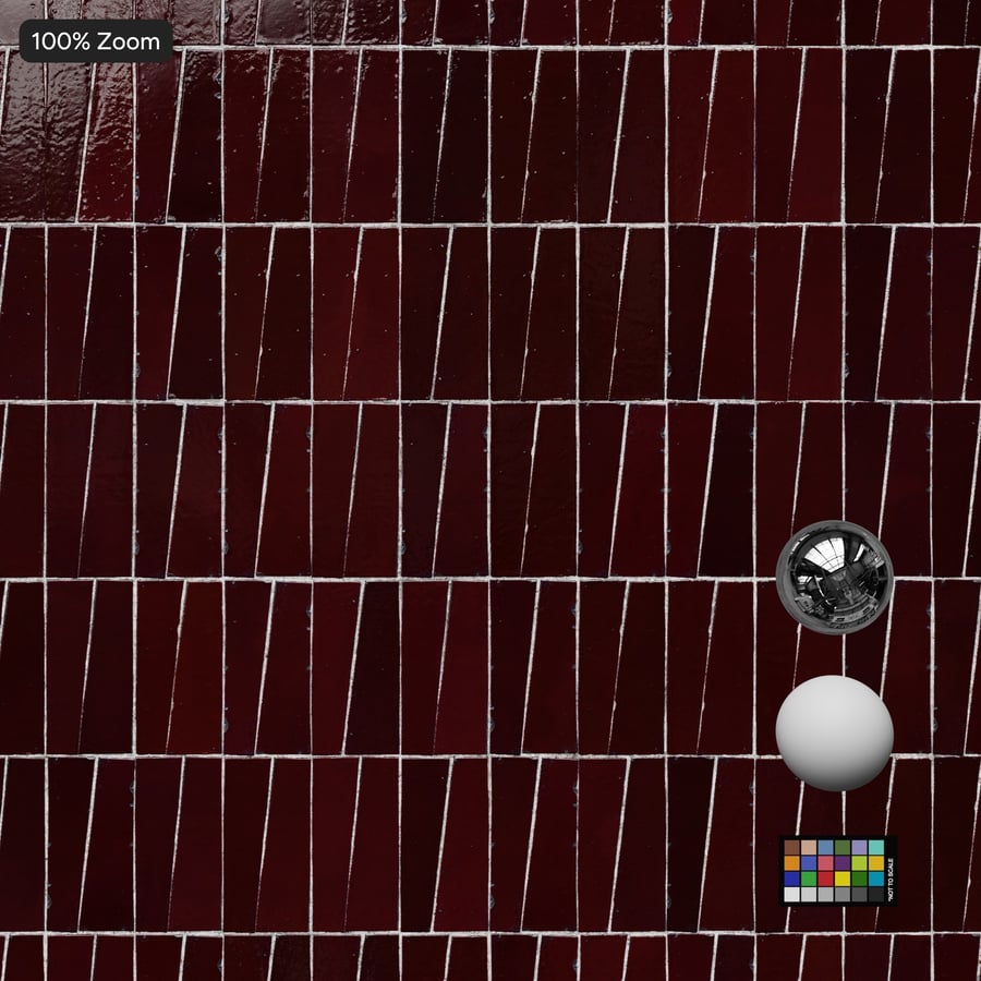 Staplad trapetsformad Zellige Glansig Kakelstruktur, Röd