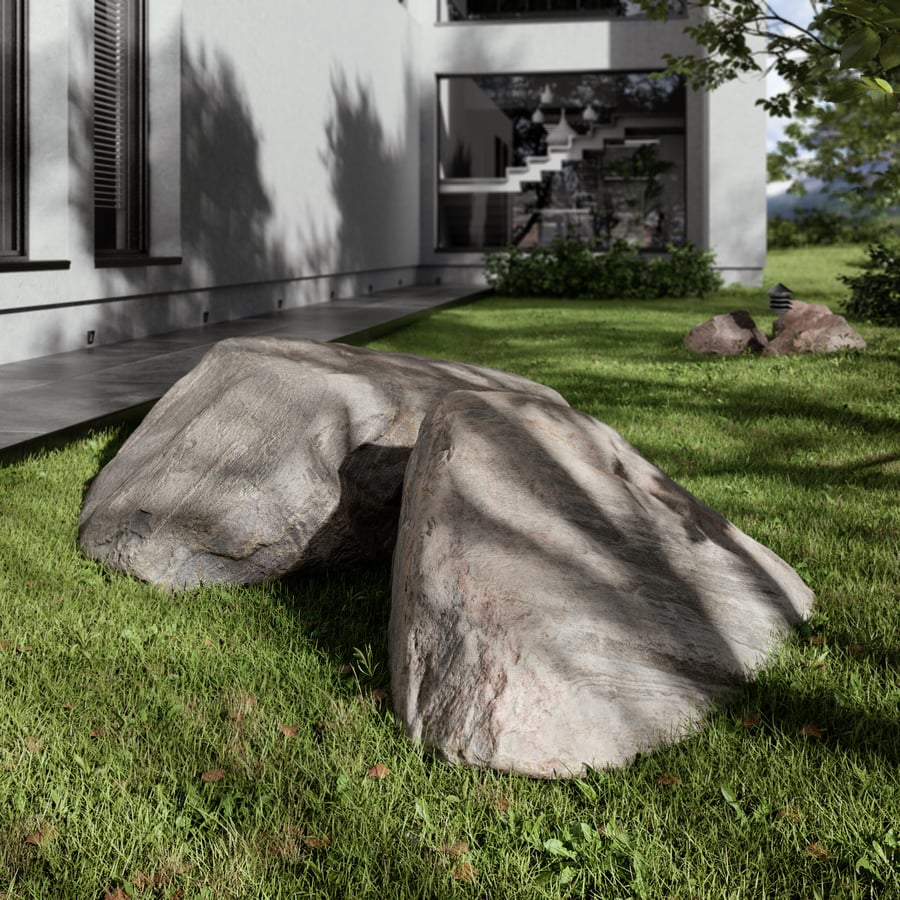 Double Streaked Smooth Large Rock Boulder Model