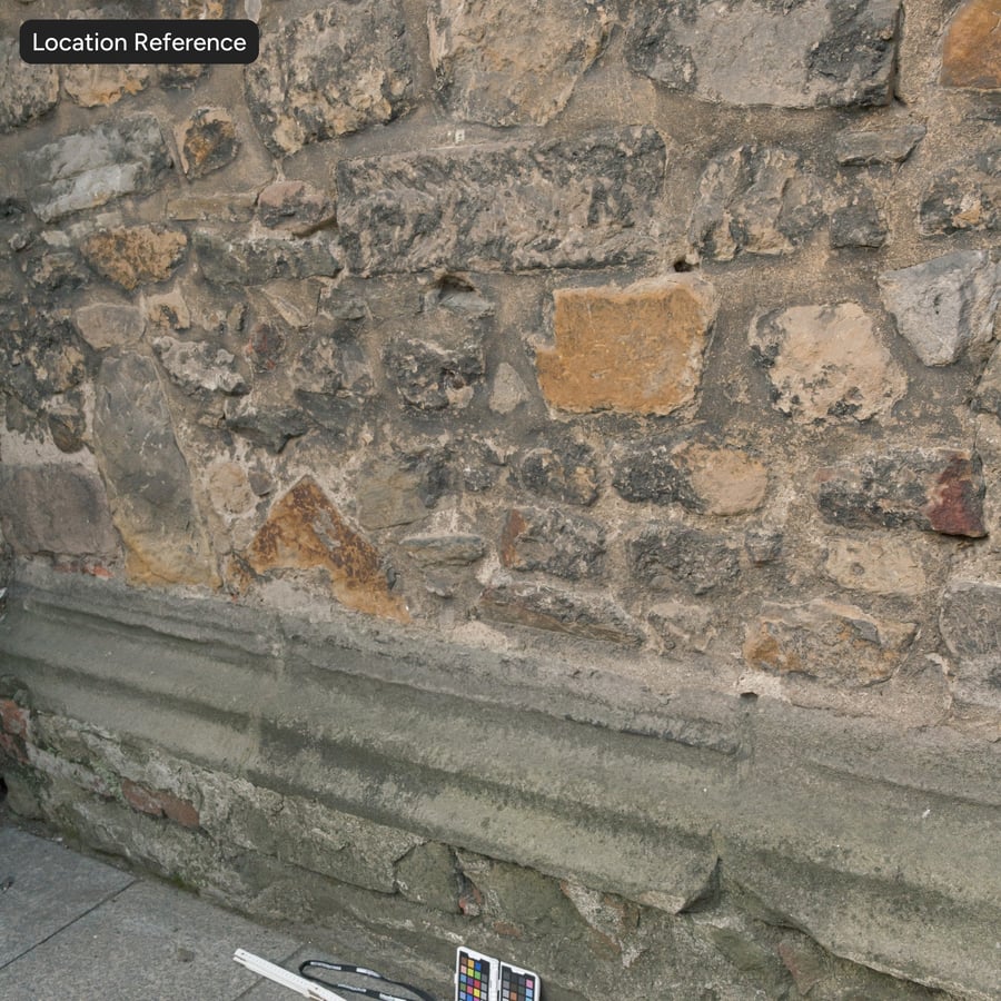 Lichen Covered Worn Stone Block Wall Texture