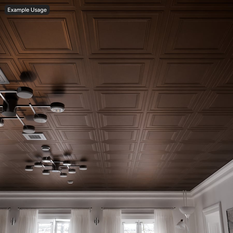 Rough Embossed Faux Metal Vinyl Tile Ceiling Texture, Bronze
