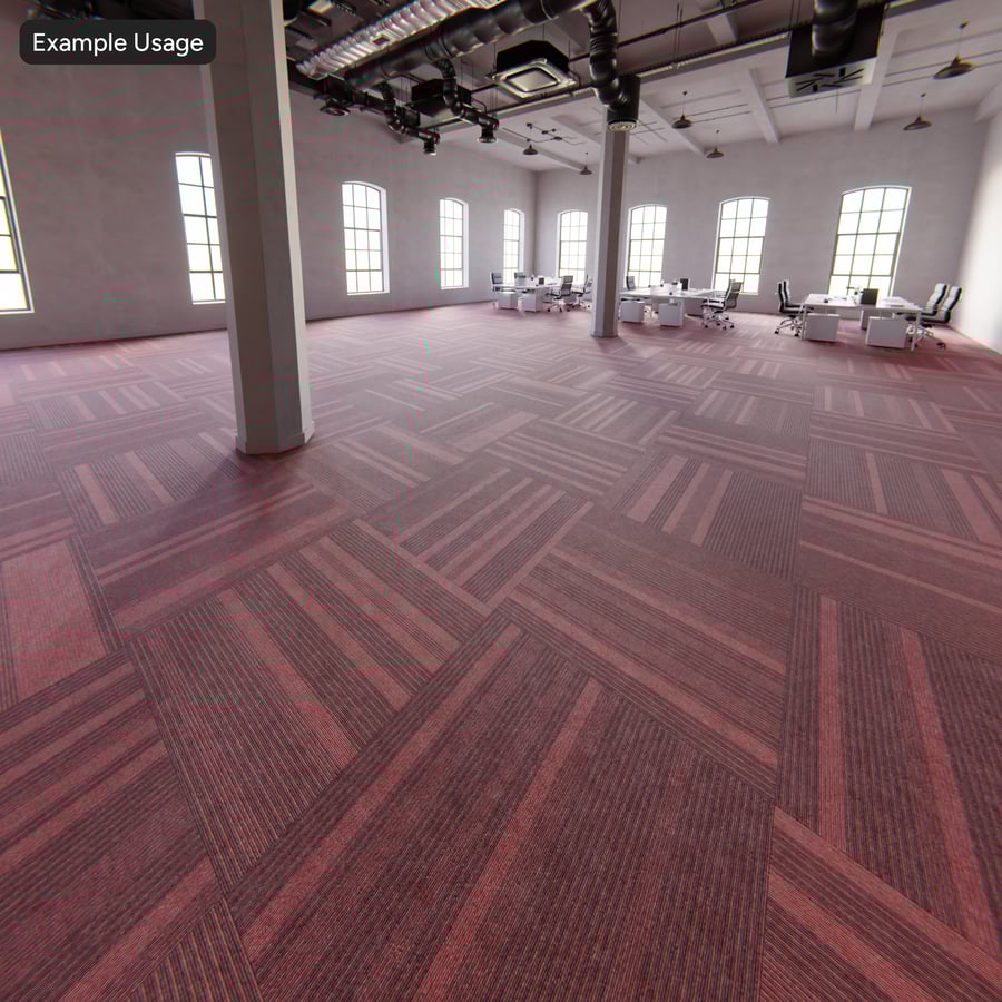 Textura variada do pavimento de alcatifa comercial em mosaico Pinstripe, vermelho
