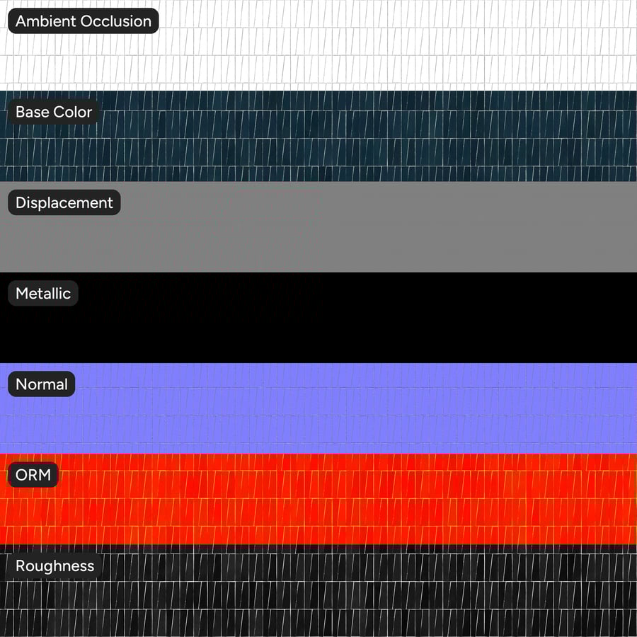 Staplad trapetsformad Zellige Glansig Kakelstruktur, Blå