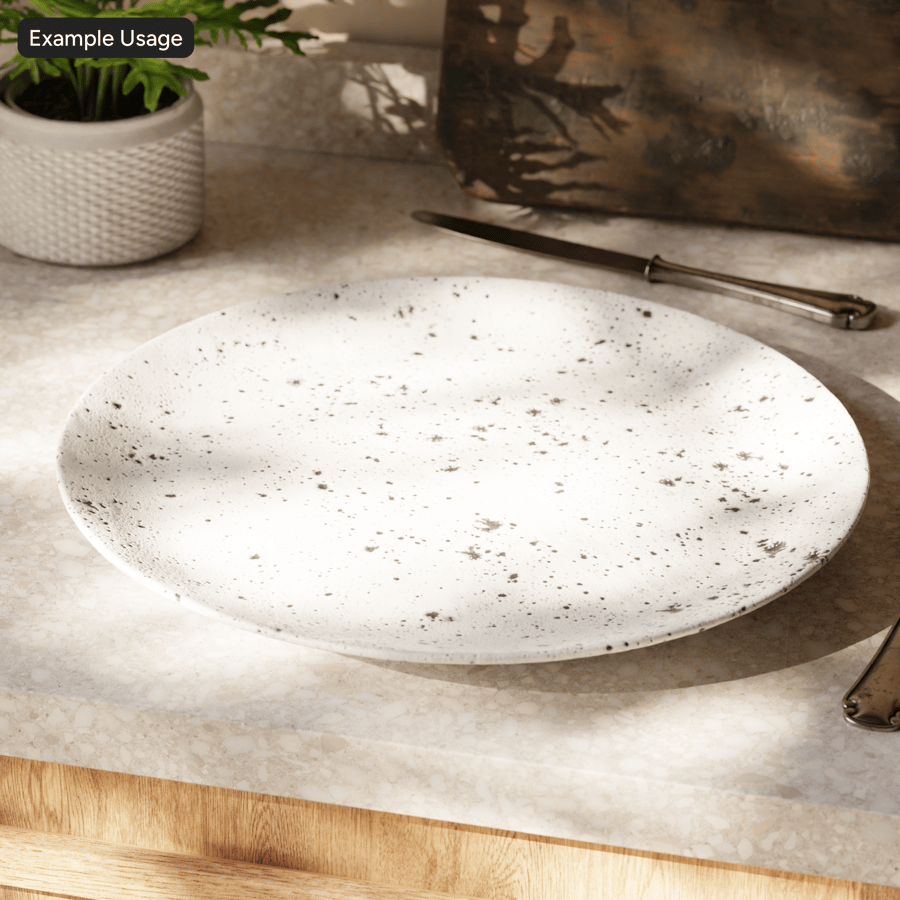 Ink Spot Glazed Ceramic Pottery Texture, White