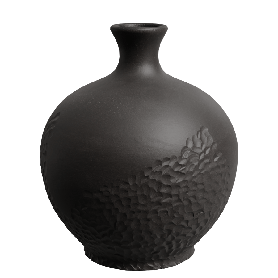 Eno Ceramic Carved Olive Vase Model, Black