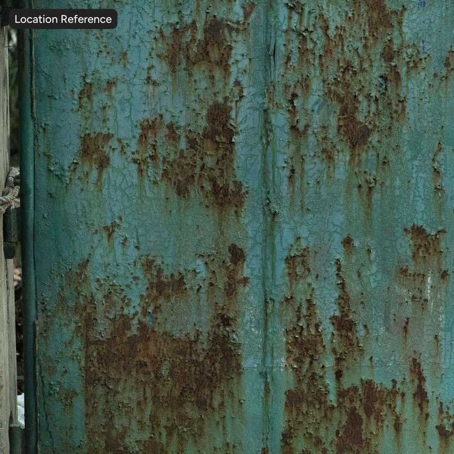 Textura de metal pintado corroído, verde aquático