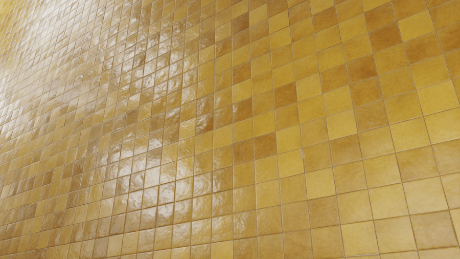 Square Ceramic Glossy Tile Texture, Yellow